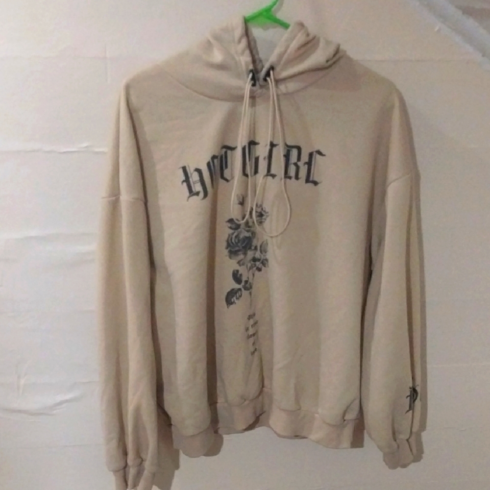 Beige Graphic Hoodie EUC